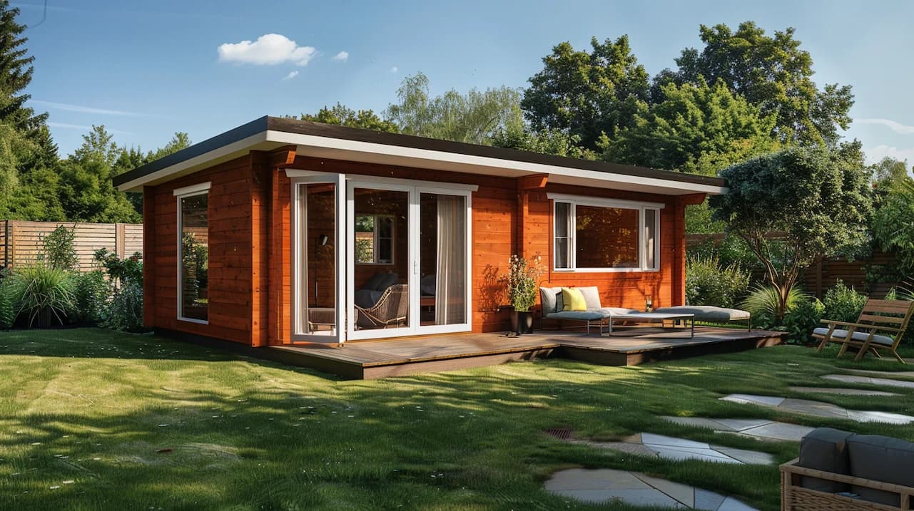 Cozy timber cabin interior for couples